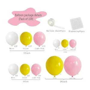 Kit de arco de guirnalda de globos rosa amarillo blanco_2
