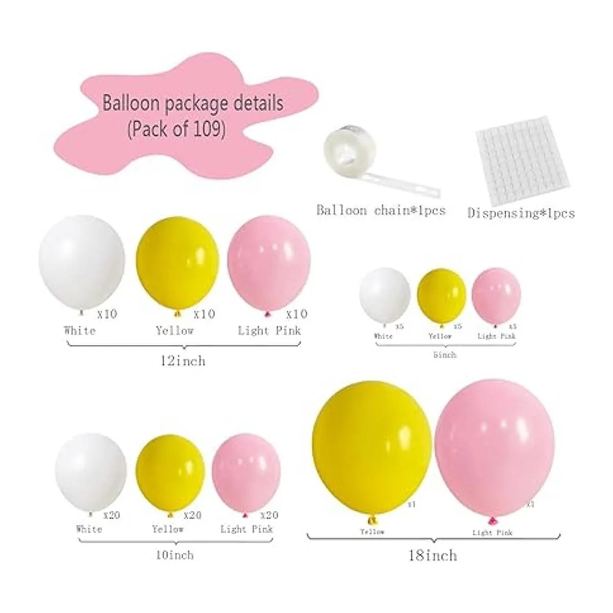 Kit de arco de guirnalda de globos rosa amarillo blanco_2