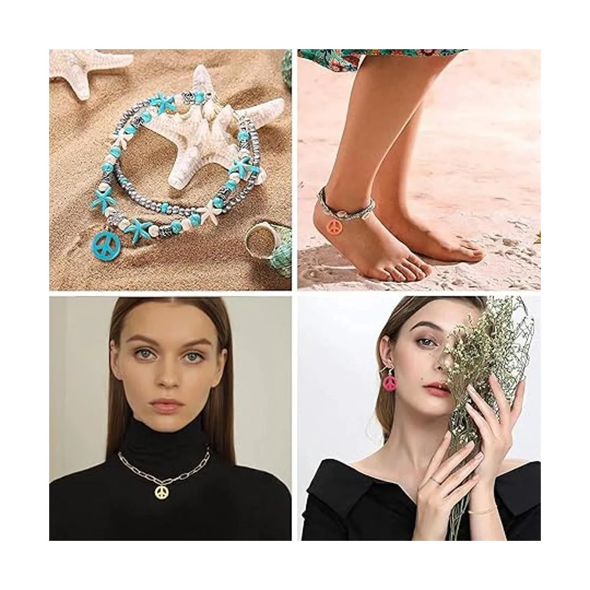 SUNNYCLUE 1 caja de 100 cuentas de signo de la paz a_6