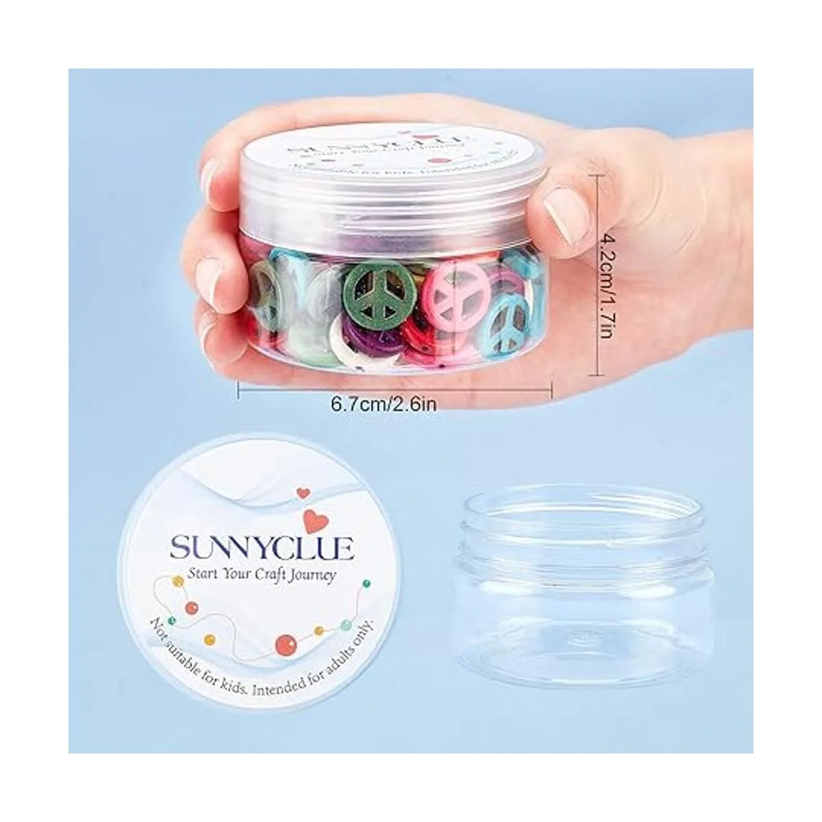 SUNNYCLUE 1 caja de 100 cuentas de signo de la paz a_7