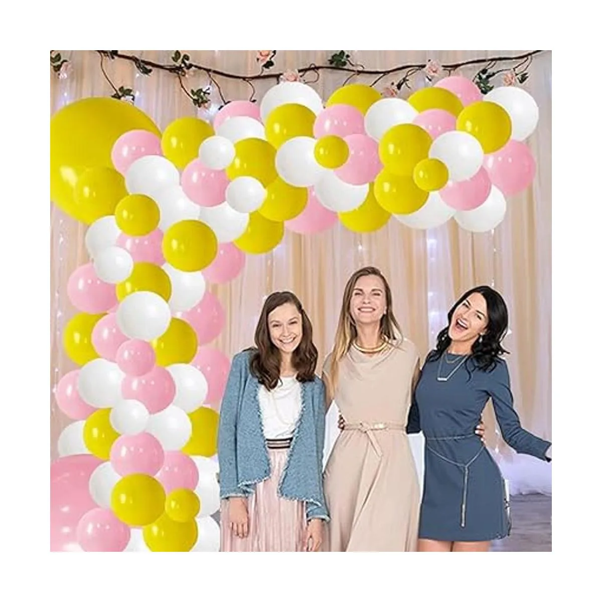 Kit de arco de guirnalda de globos rosa amarillo blanco_4