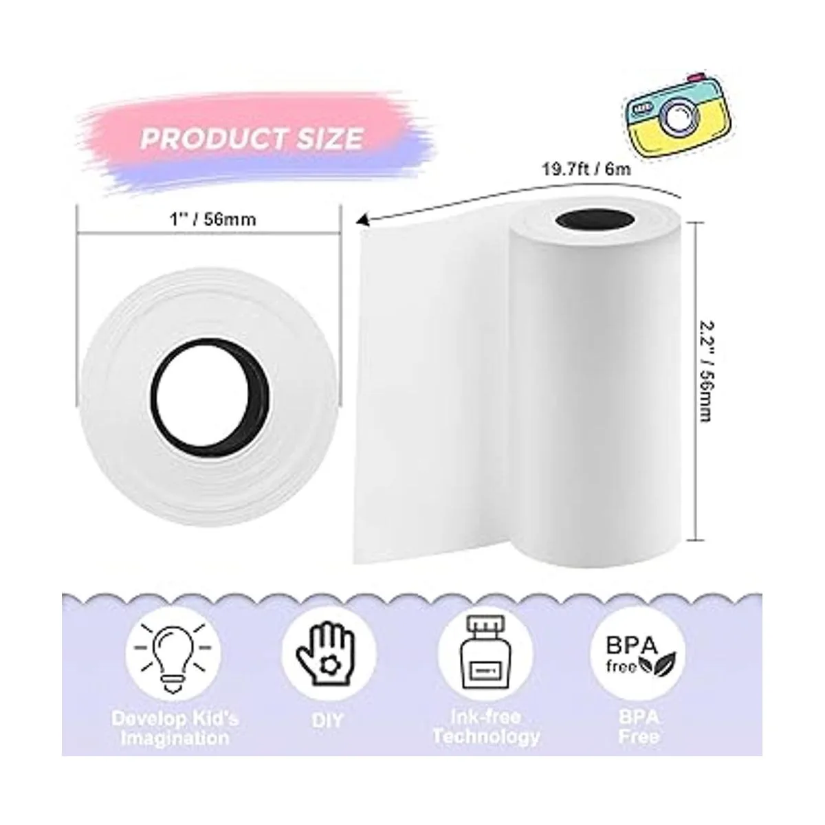 15 rollos de papel de cámara para Kidizoom Print Camera_2