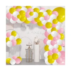 Kit de arco de guirnalda de globos rosa amarillo blanco_3