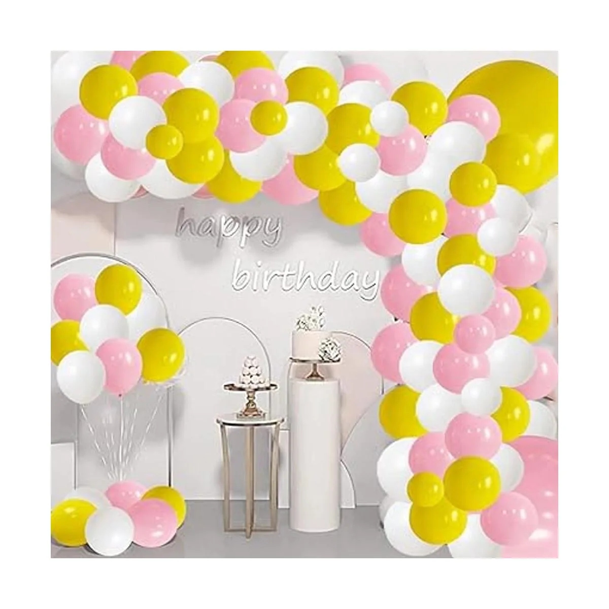 Kit de arco de guirnalda de globos rosa amarillo blanco_3