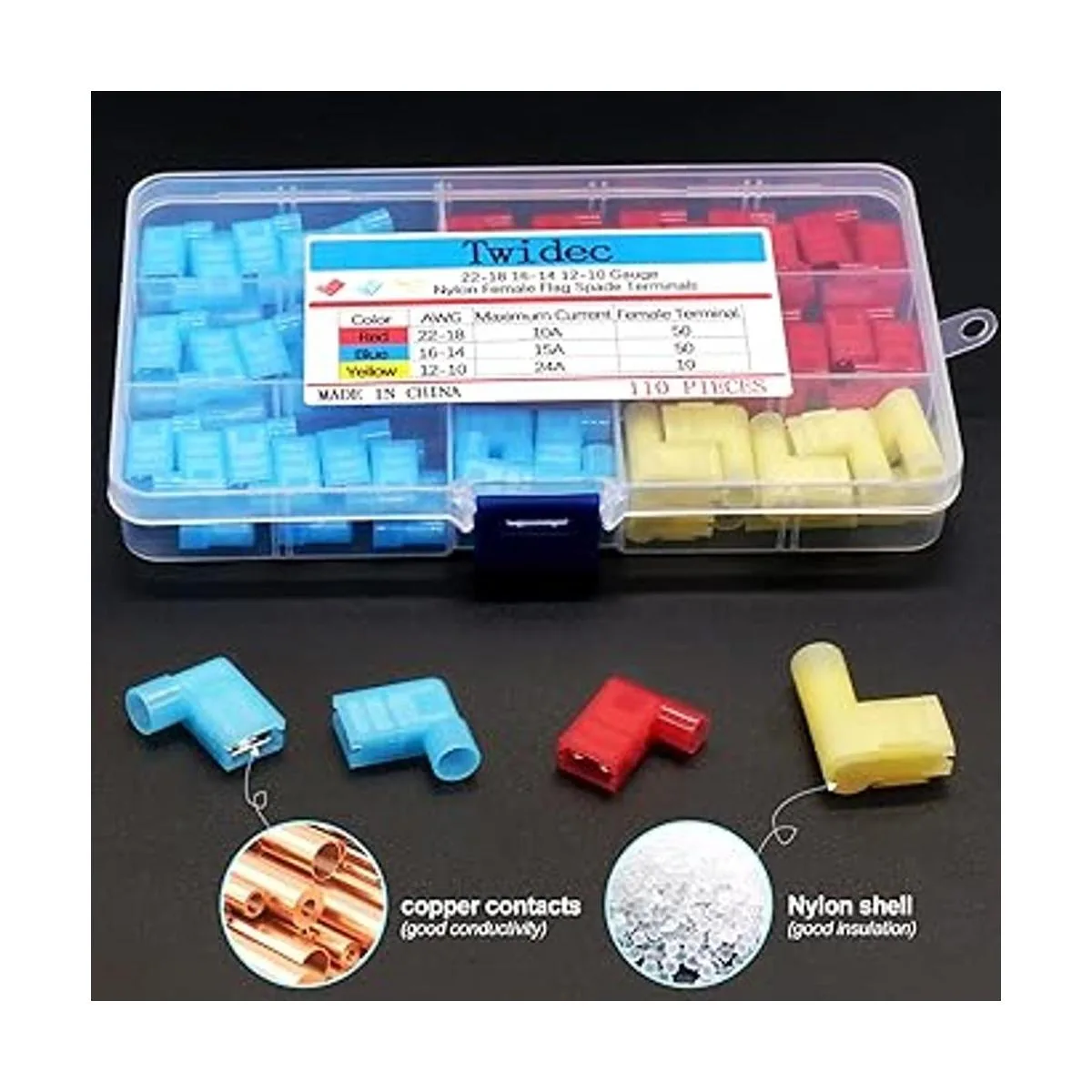 Twidec 110 terminales aislados hembra de nailon de_2