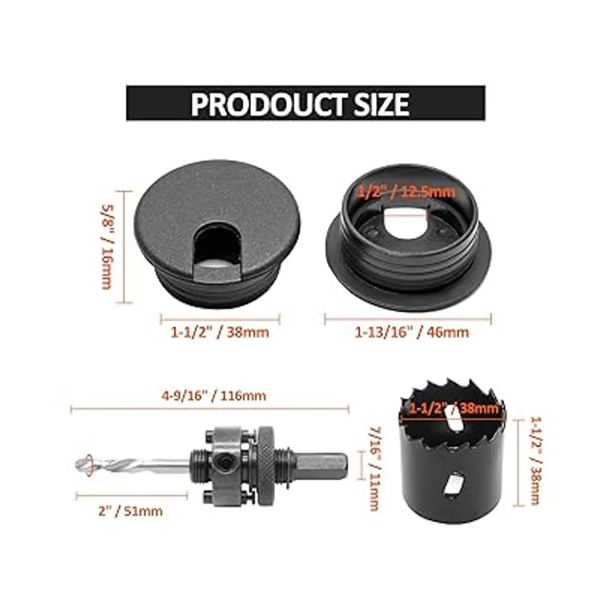 Jersvimc Juego de 5 ojales de escritorio de 1 12 pulgadas_4