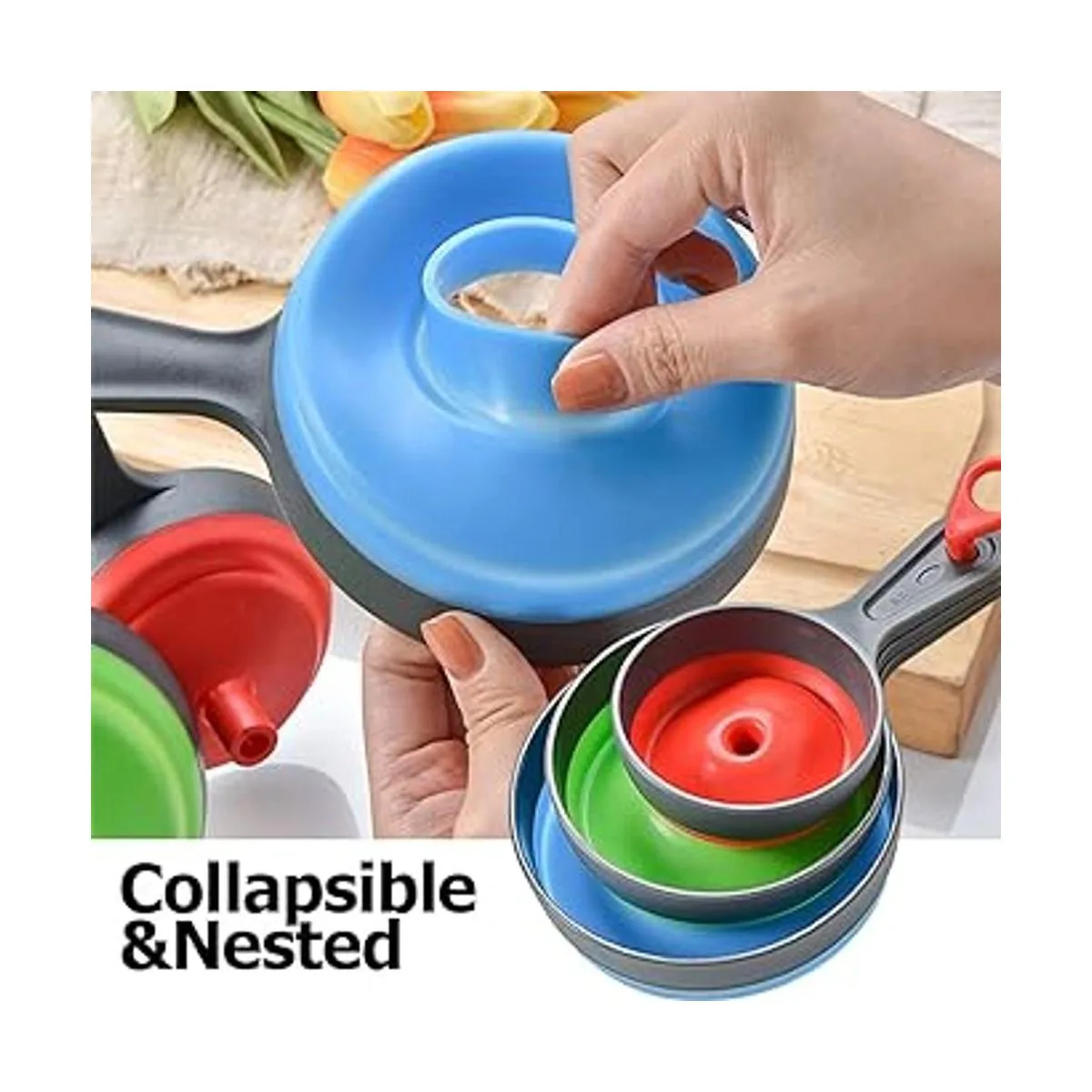 Delove Embudo de enlatado con colador embudos de_4