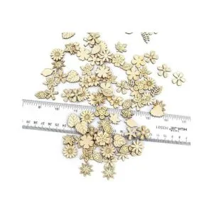 AUEAR Paquete de 300 hojas de flores mixtas de madera_7