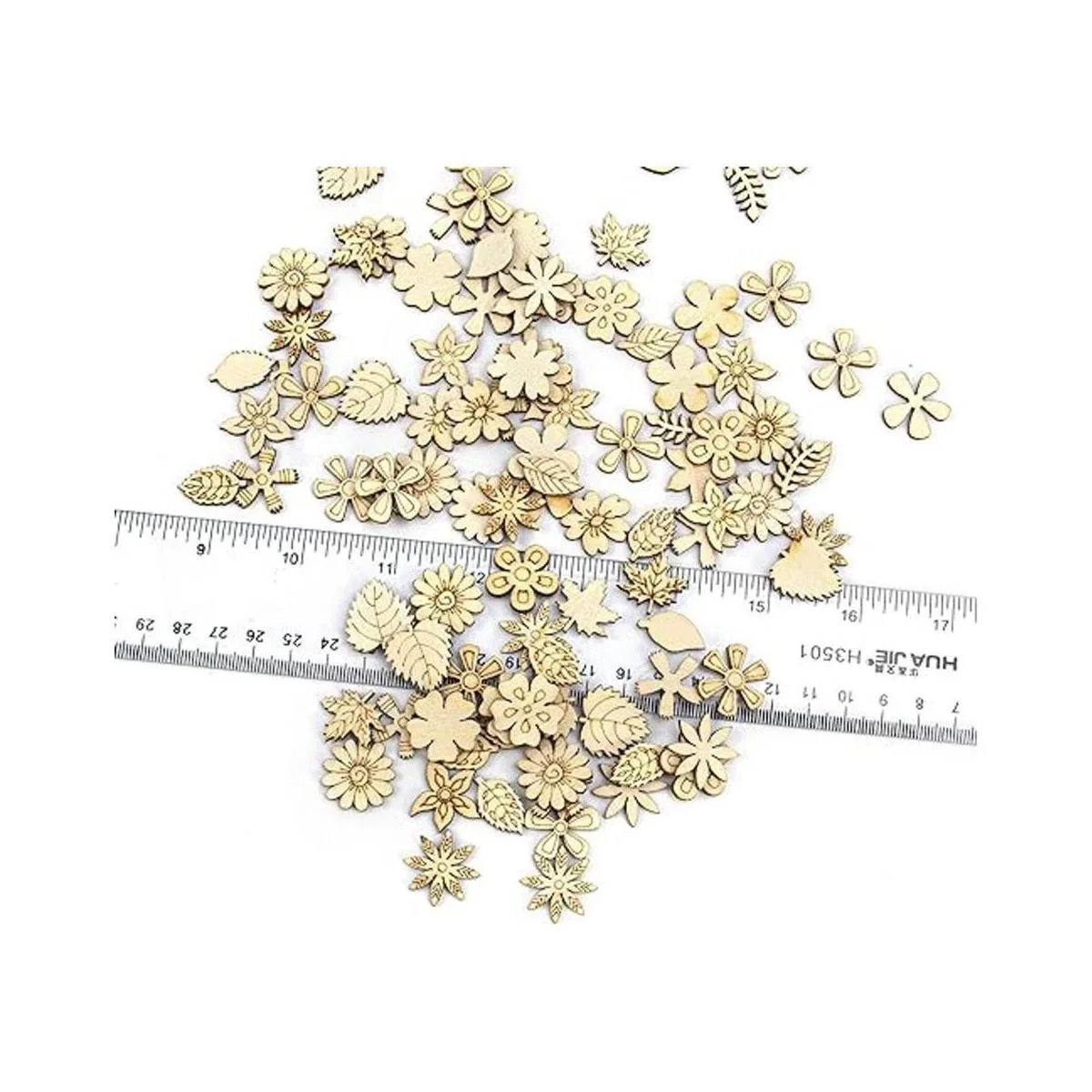 AUEAR Paquete de 300 hojas de flores mixtas de madera_7