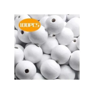 Aylifu Cuentas de madera blancas 100 cuentas de madera_2