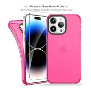 Funda transparente de neón para iPhone 14 Pro Max bonita_3