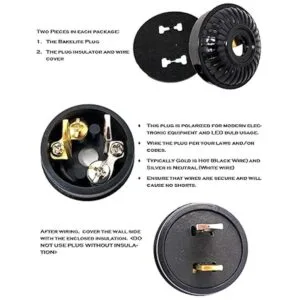 Enchufe de lámpara en relieve negro de mediados de siglo_2