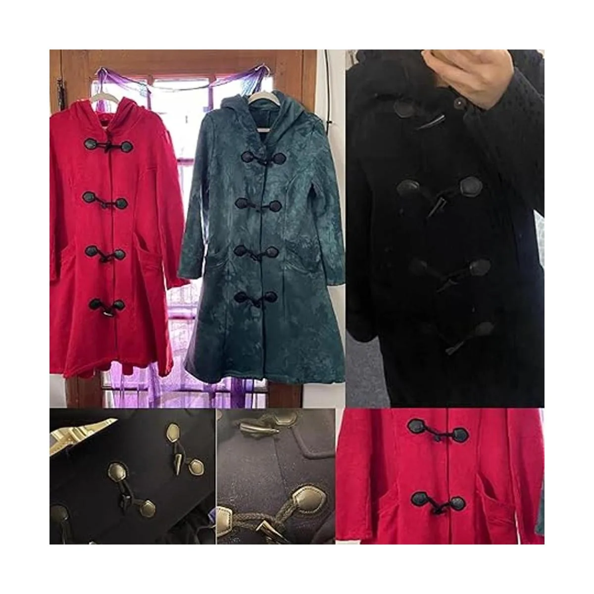 Honbay Juego de 5 cierres de cuero para coser con botón_3