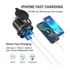 Qidoe Toma de corriente USB de 12 V de aluminio 12 V_2