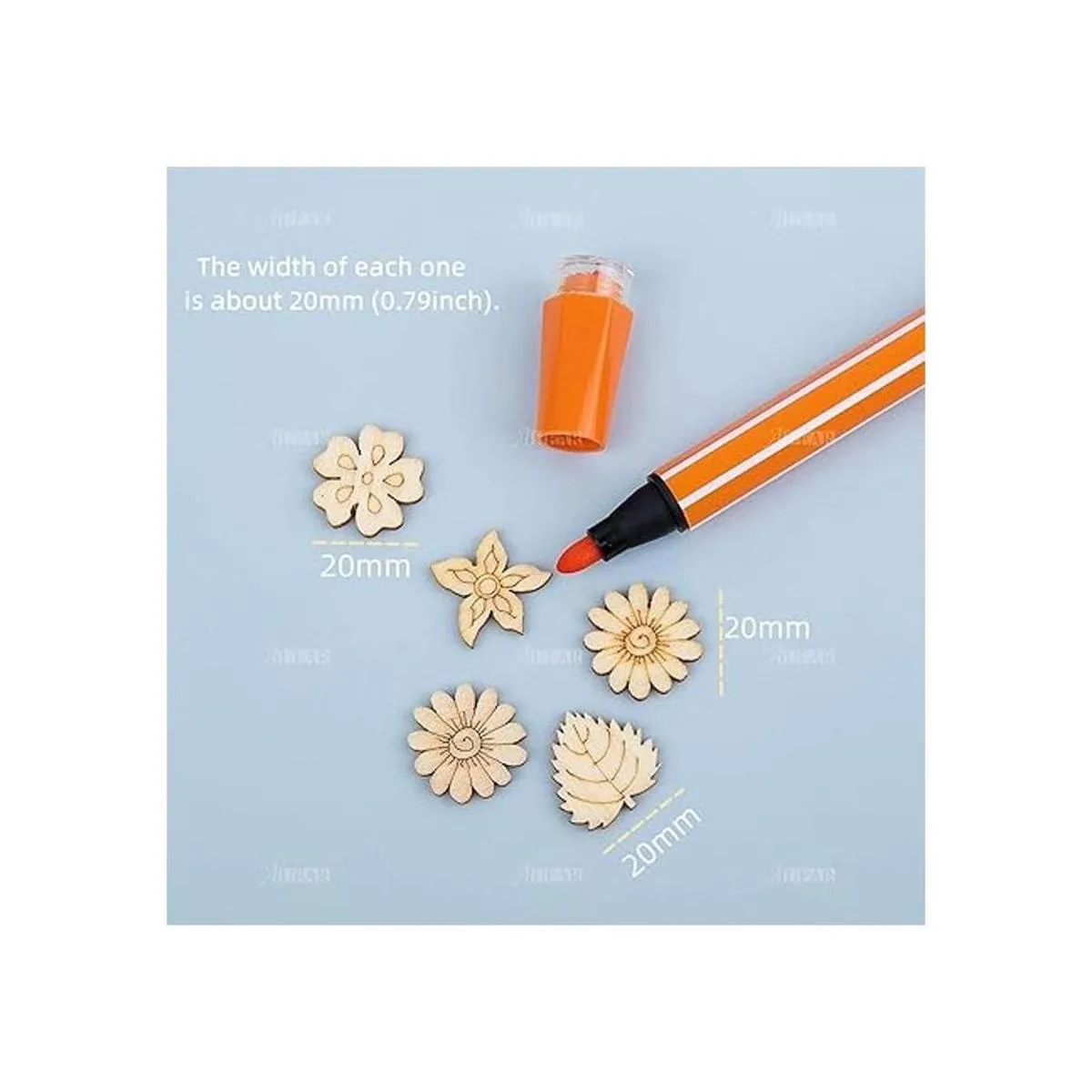 AUEAR Paquete de 300 hojas de flores mixtas de madera_2