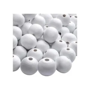 Aylifu Cuentas de madera blancas 100 cuentas de madera_4