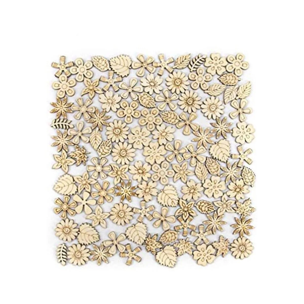 AUEAR Paquete de 300 hojas de flores mixtas de madera_1