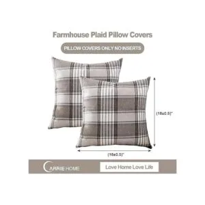 CARRIE HOME Juego de 2 fundas de almohada a cuadros_4