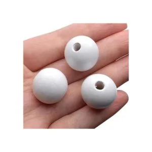 Aylifu Cuentas de madera blancas 100 cuentas de madera_7