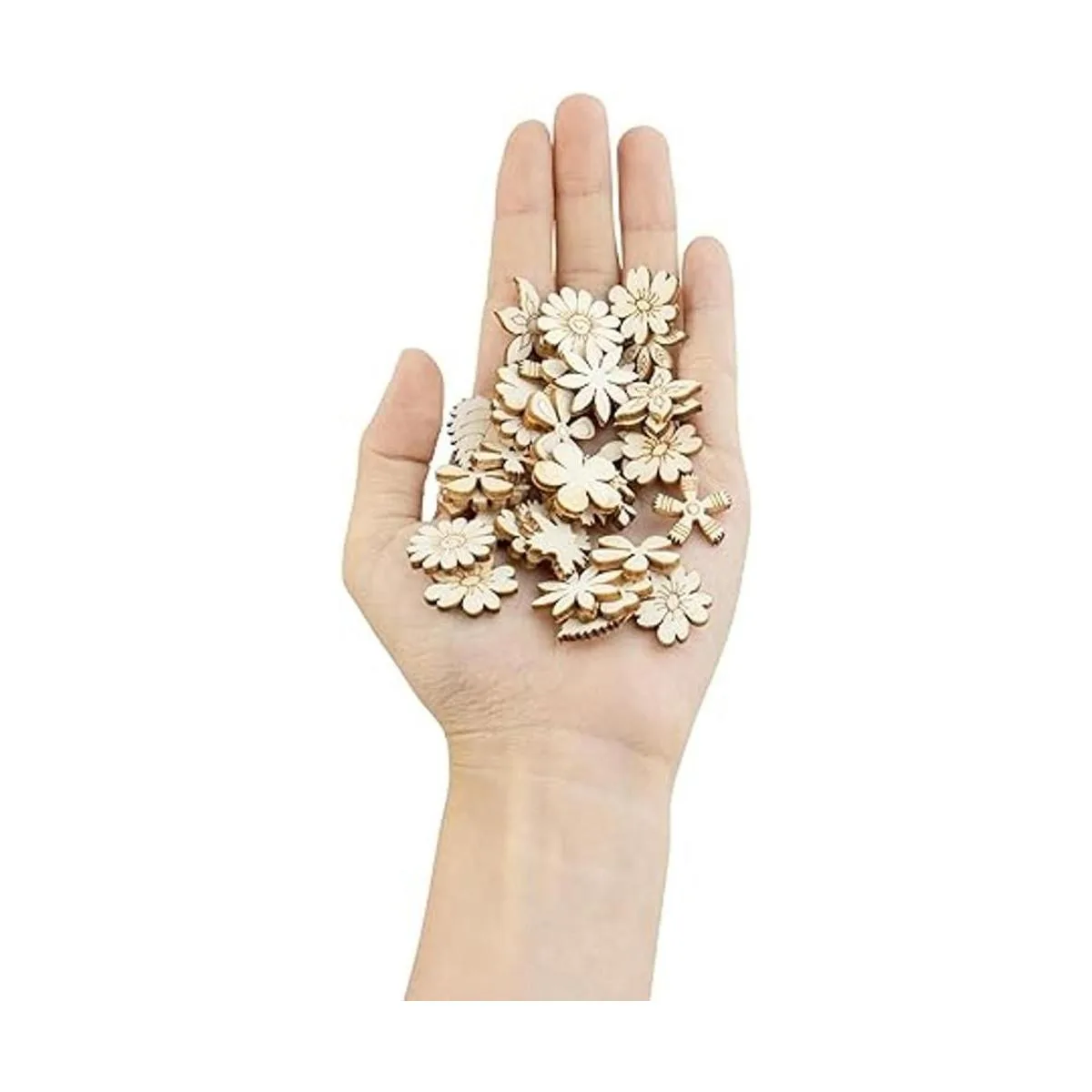 AUEAR Paquete de 300 hojas de flores mixtas de madera_3