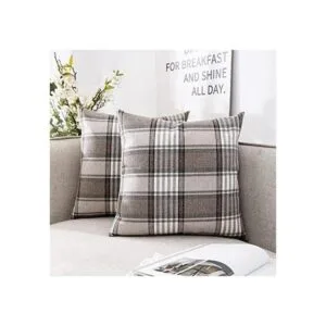 CARRIE HOME Juego de 2 fundas de almohada a cuadros_1