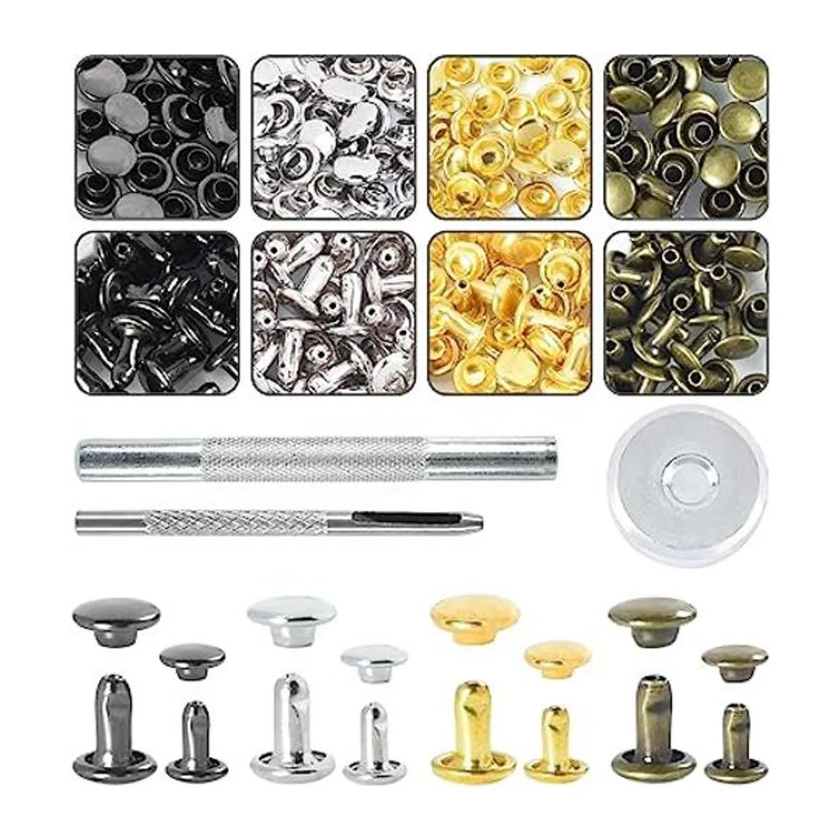 Juego de 400 remaches de cuero de doble tapa de 0.236 in y_1