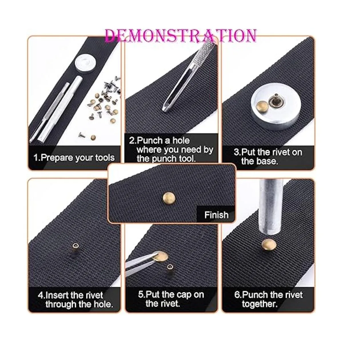 Juego de 400 remaches de cuero de doble tapa de 0.236 in y_4