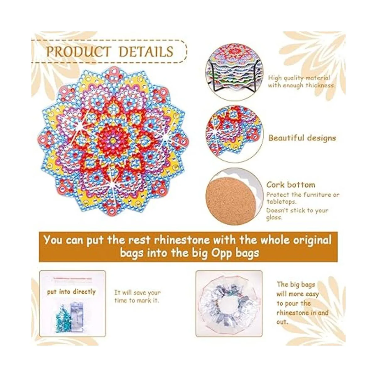 Praise V Do Juego de 8 posavasos de pintura de diamante_3