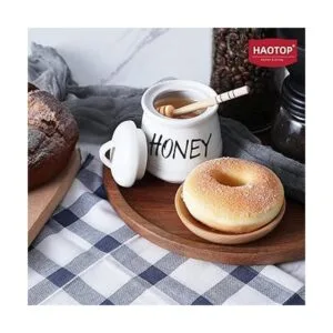 HAOTOP Tarro de miel de porcelana con tapa y salsa de miel_6