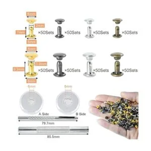 Juego de 400 remaches de cuero de doble tapa de 0.236 in y_2