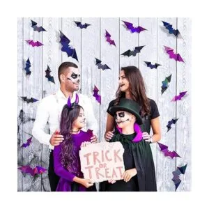 72 piezas de murciélagos iridiscentes 3D decoración de_5