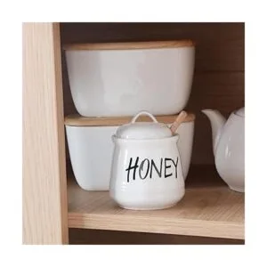 HAOTOP Tarro de miel de porcelana con tapa y salsa de miel_4