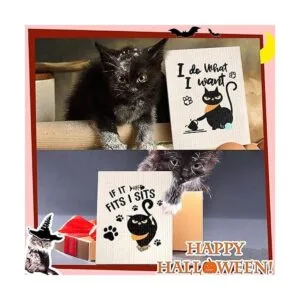 6 paños de cocina suecos divertidos para gatos negros_5
