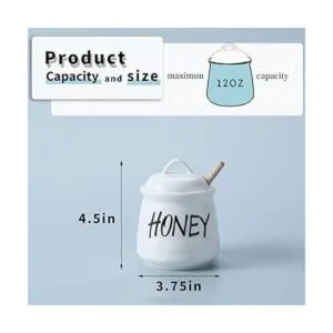 HAOTOP Tarro de miel de porcelana con tapa y salsa de miel_2