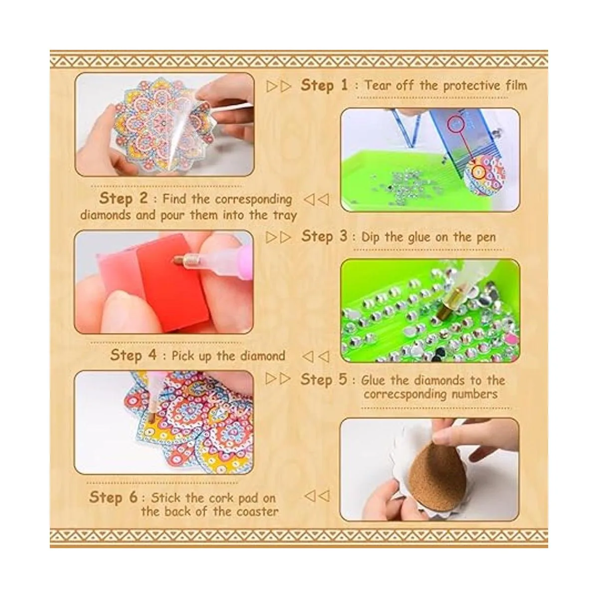 Praise V Do Juego de 8 posavasos de pintura de diamante_7