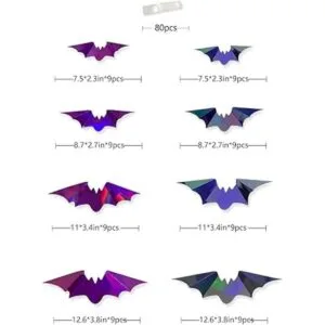 72 piezas de murciélagos iridiscentes 3D decoración de_2