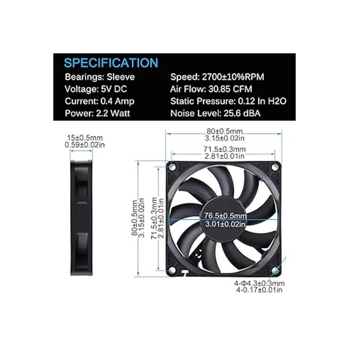 gdstime Conector USB 80 mm x 80 mm x 15 mm DC 5 V Power 3_2