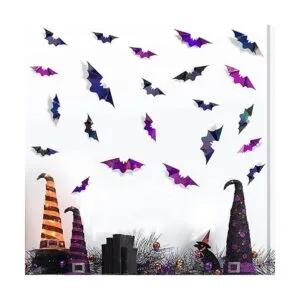 72 piezas de murciélagos iridiscentes 3D decoración de_4