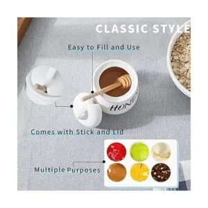 HAOTOP Tarro de miel de porcelana con tapa y salsa de miel_5