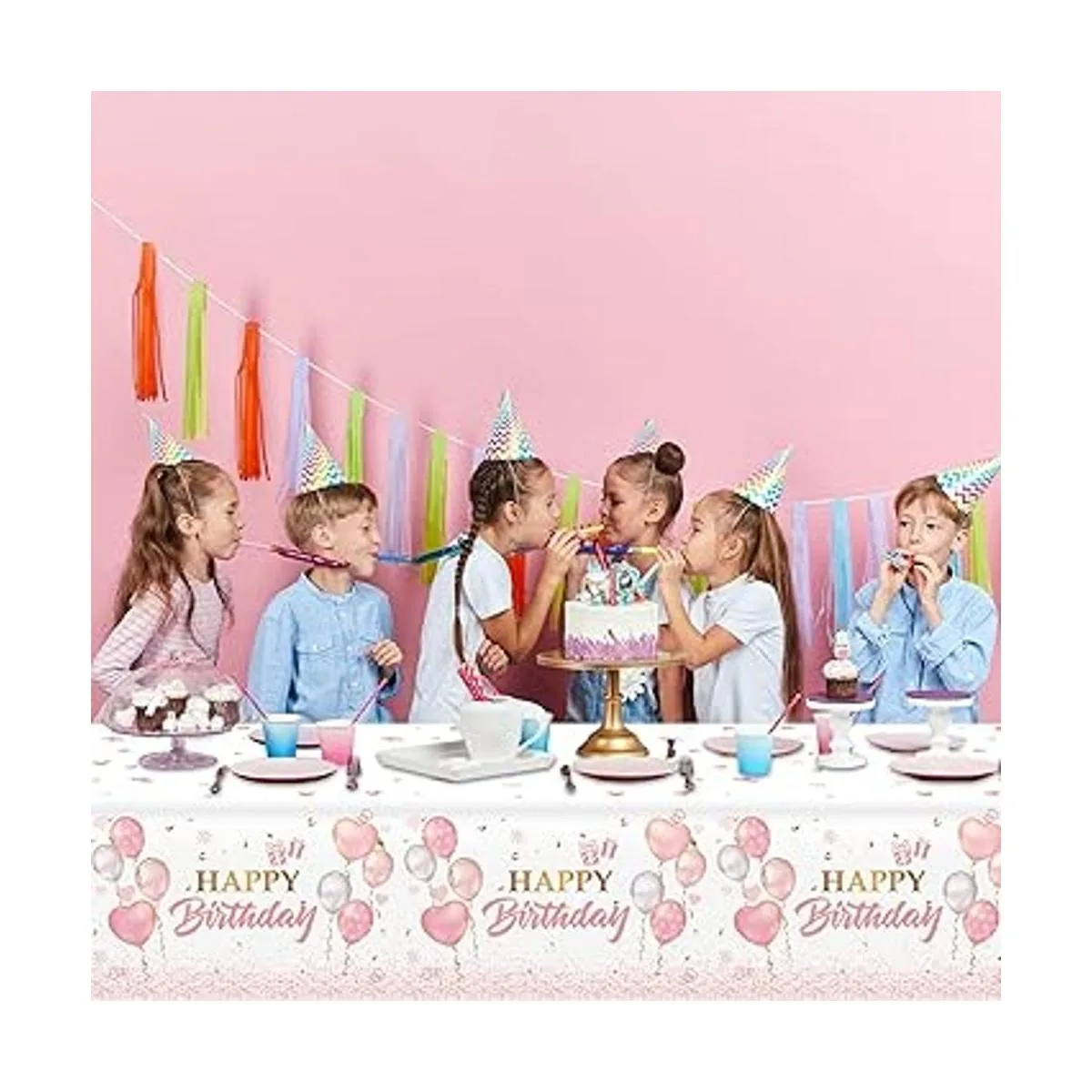 Mantel de 3 piezas de oro rosa para decoración de_4