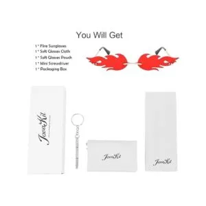 JOVAKIT Lentes de sol de llama fuego para mujeres y_6