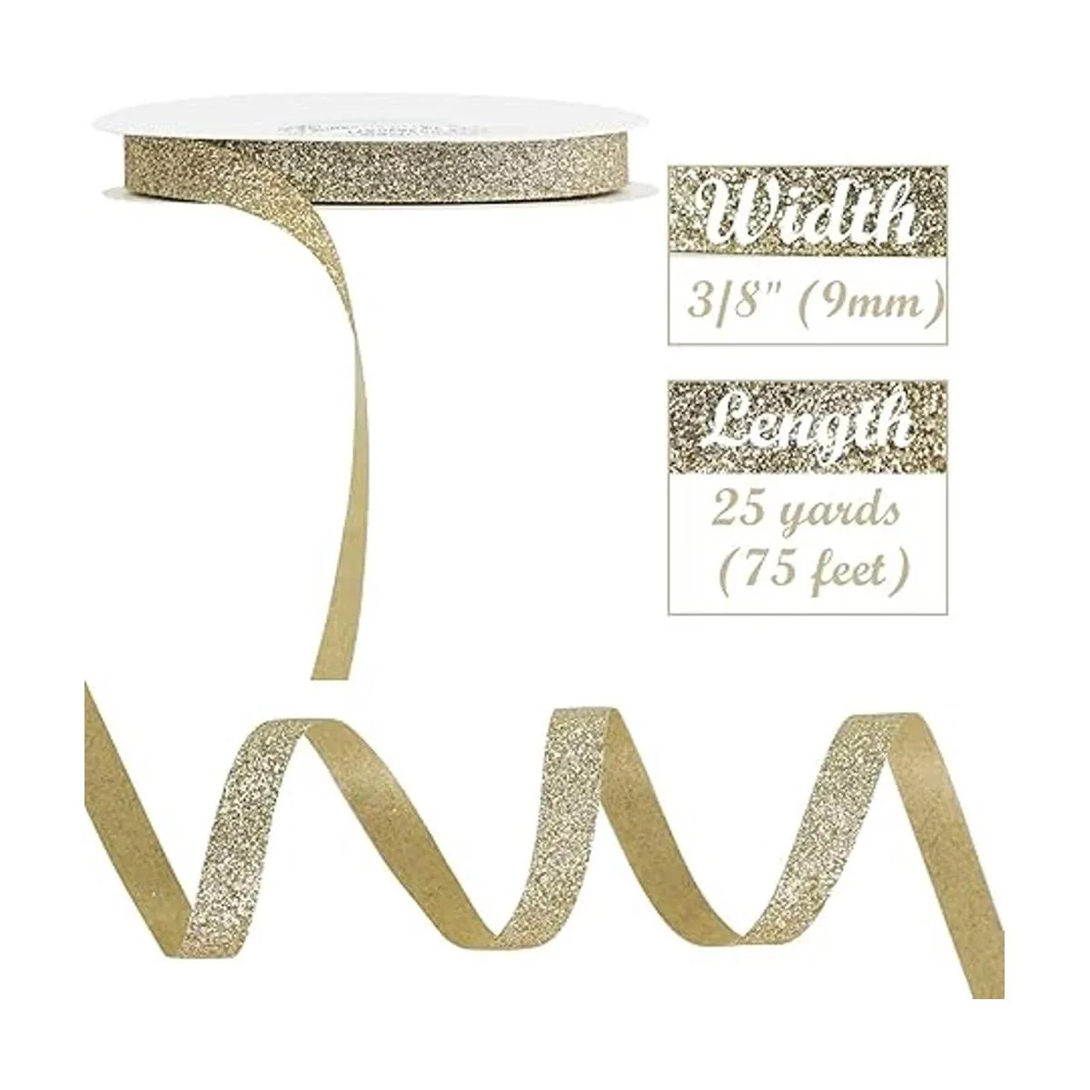 MEEDEE Cinta de purpurina dorada champán con borde cortado_2