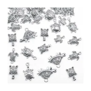 60 dijes tibetanos de tortuga marina de plata antigua_4