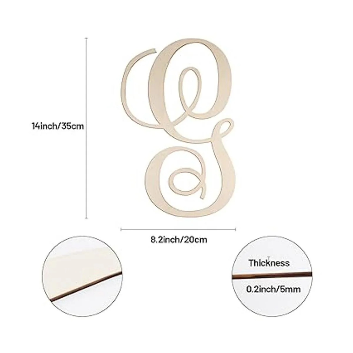 Letras cursivas de madera G para decoración de pared_2