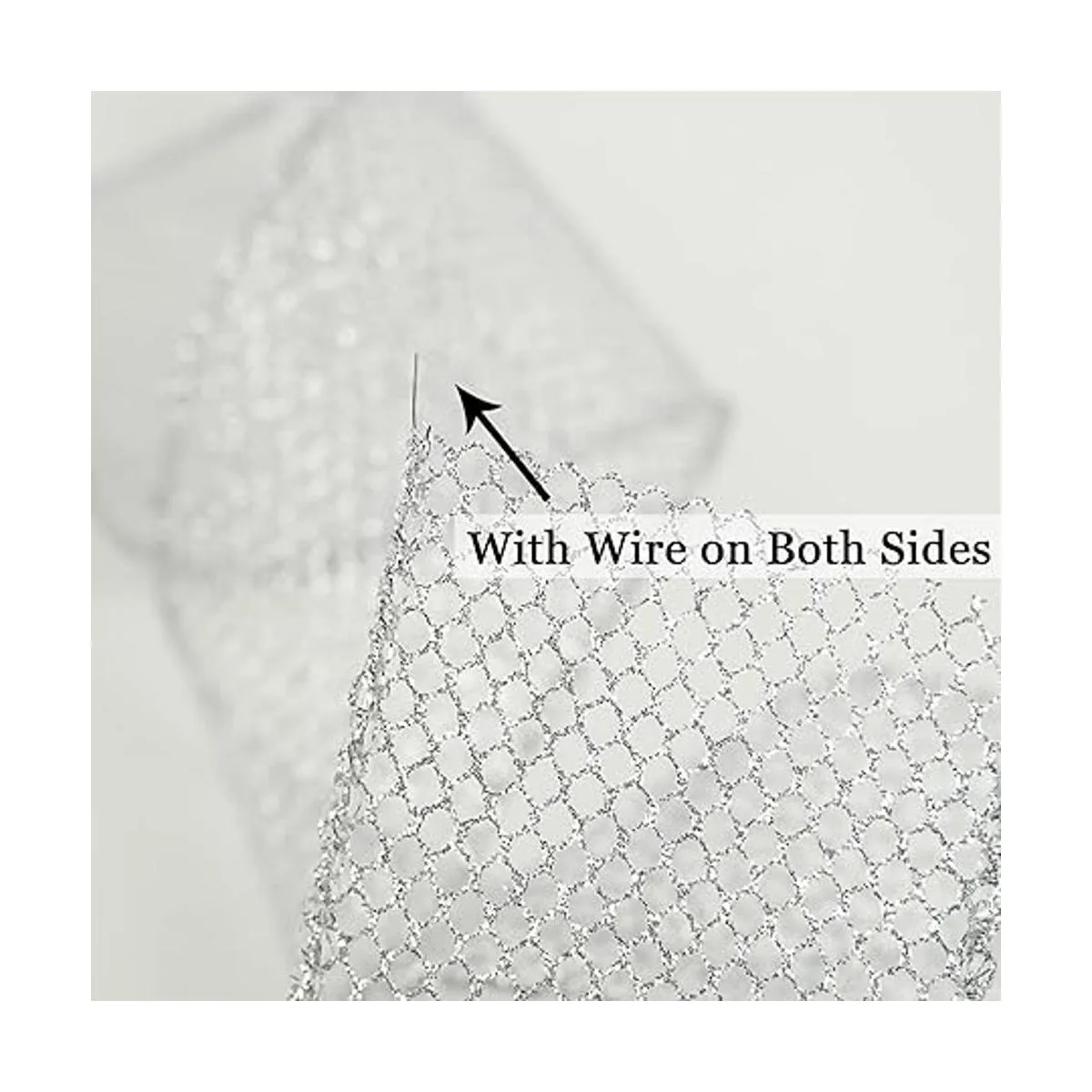 HUIHUANG Cinta de malla con purpurina de malla plateada_4