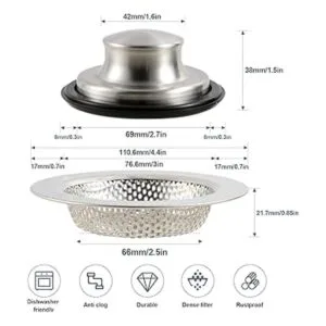 RQYEKDO Juego de 2 coladores de fregadero de cocina_2