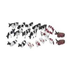 Hiawbon Mini figuras coloridas de ganado simulado a escala_1