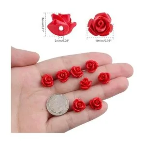 50 cuentas de rosa roja talladas en cinabrio de 0.394 in_3