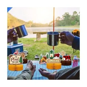 9 piezas de centro de mesa de leñador para baby shower_5