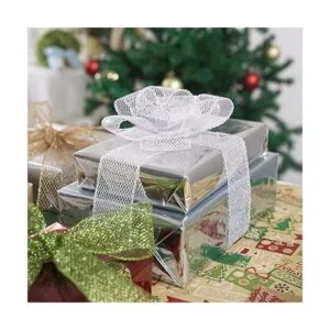 HUIHUANG Cinta de malla con purpurina de malla plateada_6